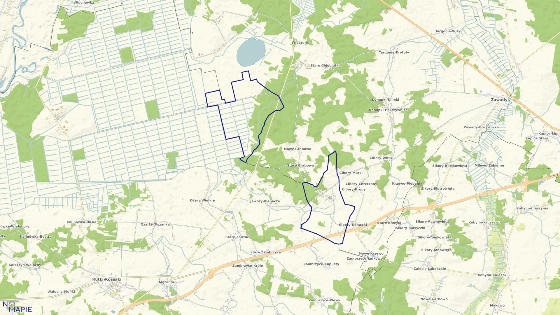 Mapa obrębu CIBORY GAŁECKIE w gminie Zawady