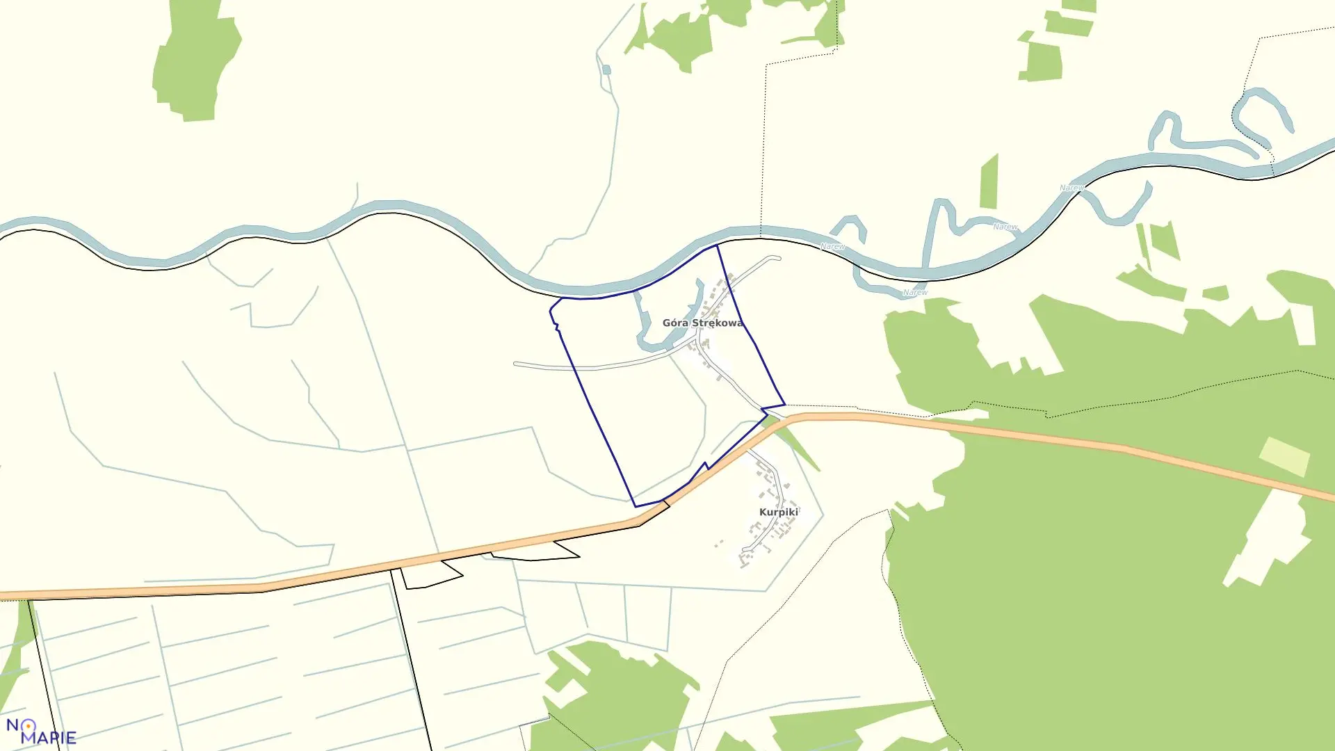Mapa obrębu GÓRA STRĘKOWA w gminie Zawady