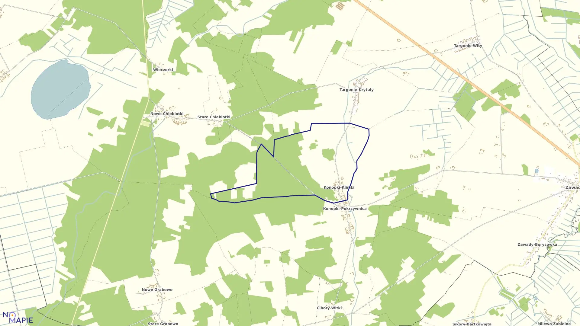 Mapa obrębu KONOPKI KLIMKI w gminie Zawady