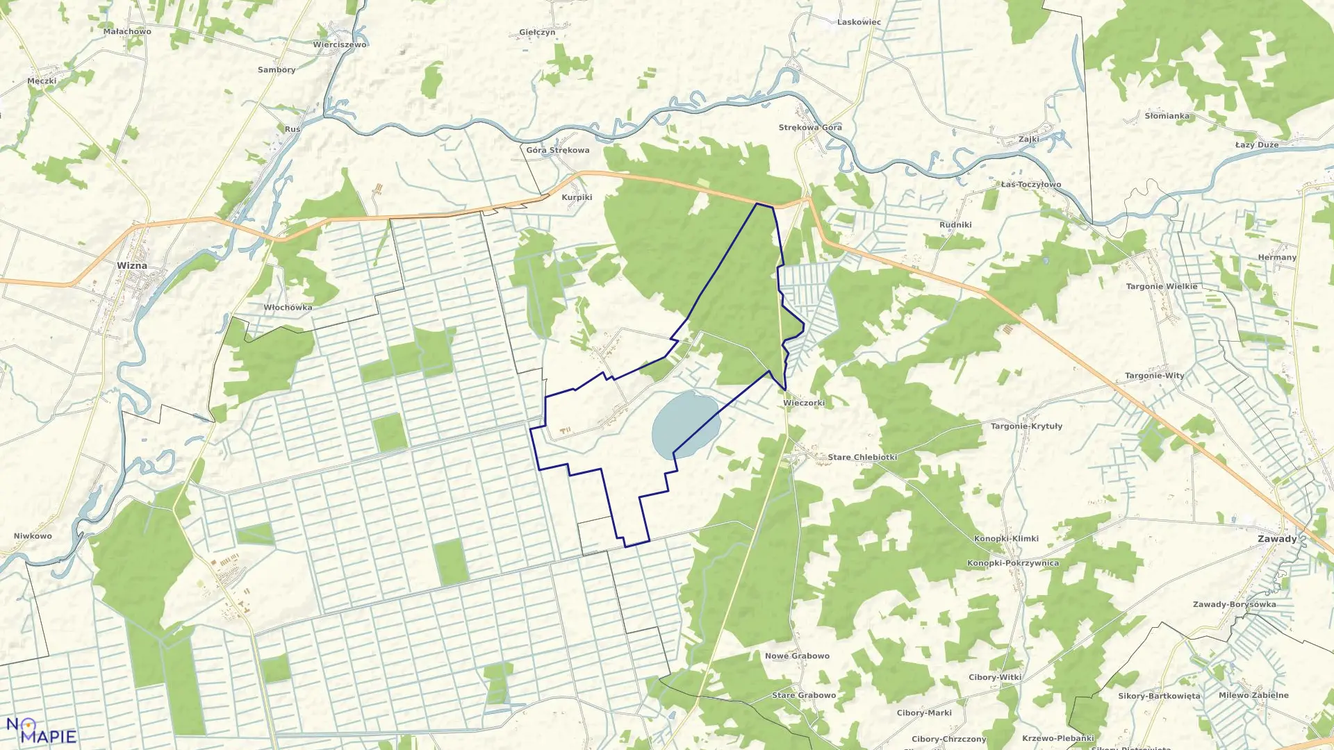 Mapa obrębu MALISZEWO ŁYNKI w gminie Zawady