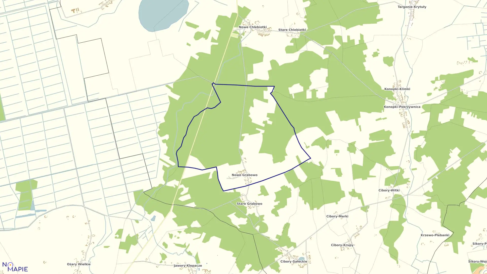 Mapa obrębu NOWE GRABOWO w gminie Zawady