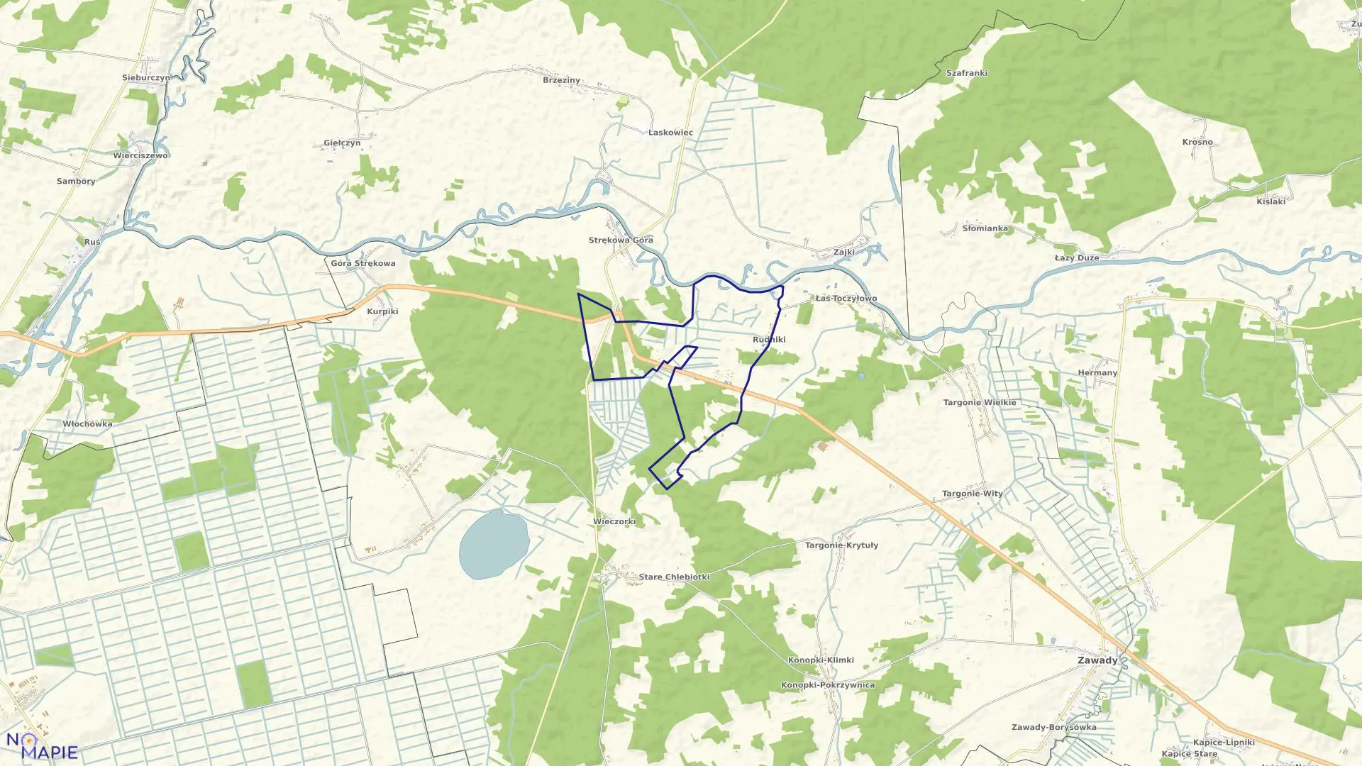 Mapa obrębu RUDNIKI w gminie Zawady