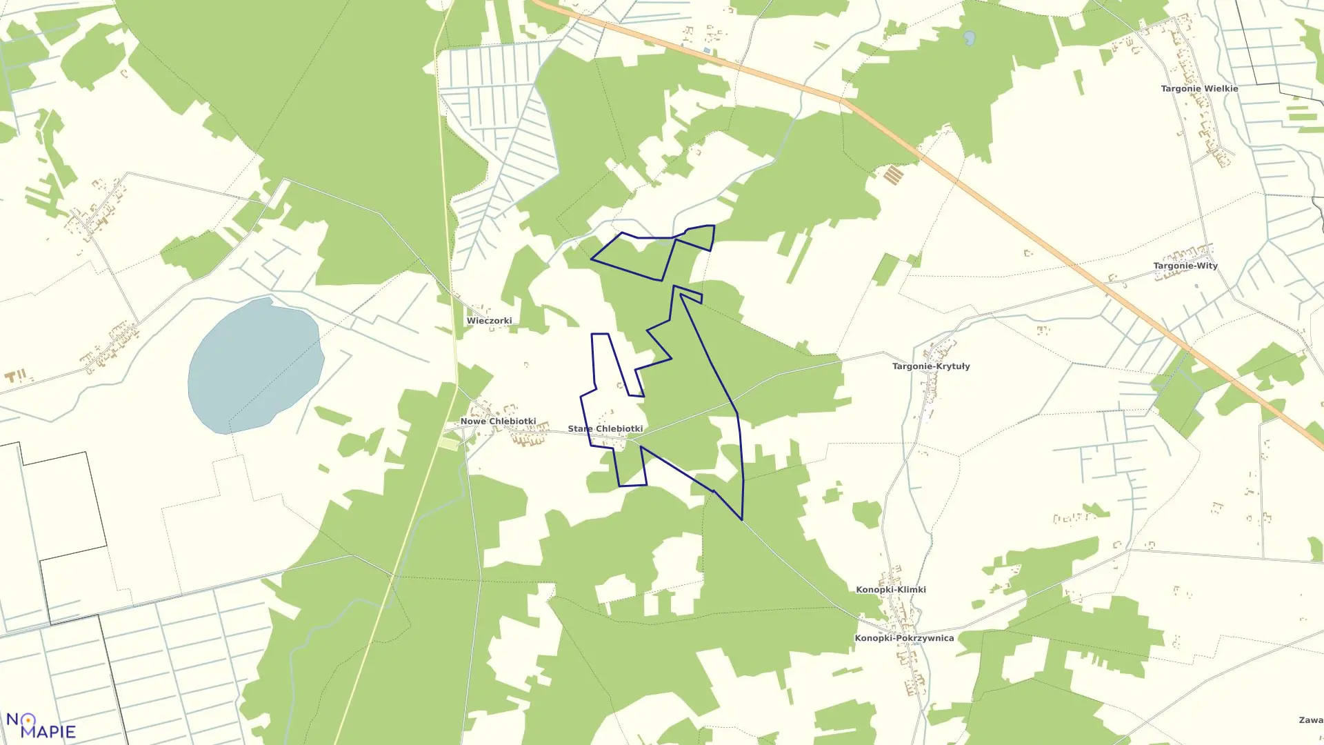 Mapa obrębu STARE CHLEBIOTKI w gminie Zawady