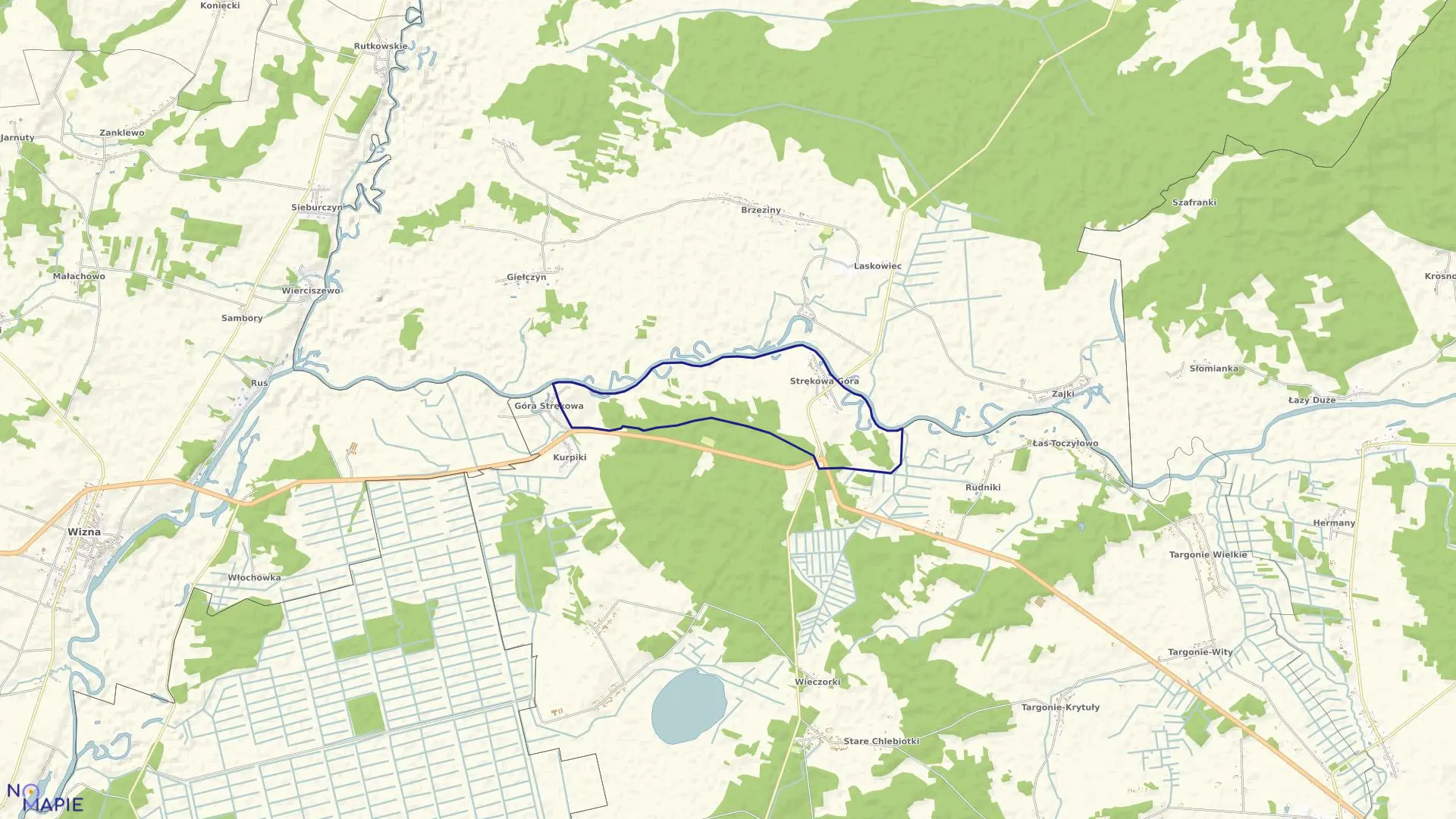 Mapa obrębu STRĘKOWA GÓRA w gminie Zawady